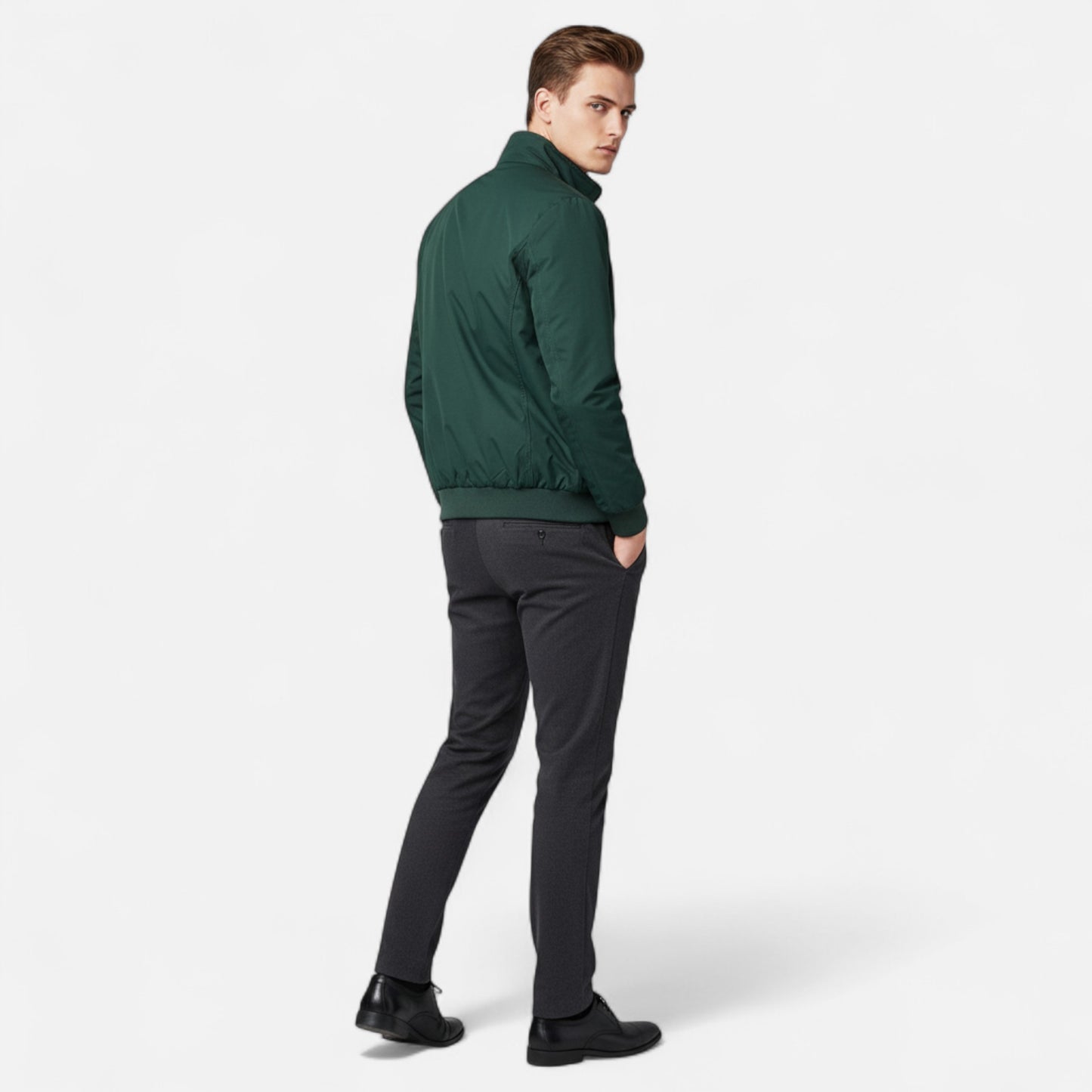 Vertemonde | Men’s Solid Bomber Jacket – Slim Elegance