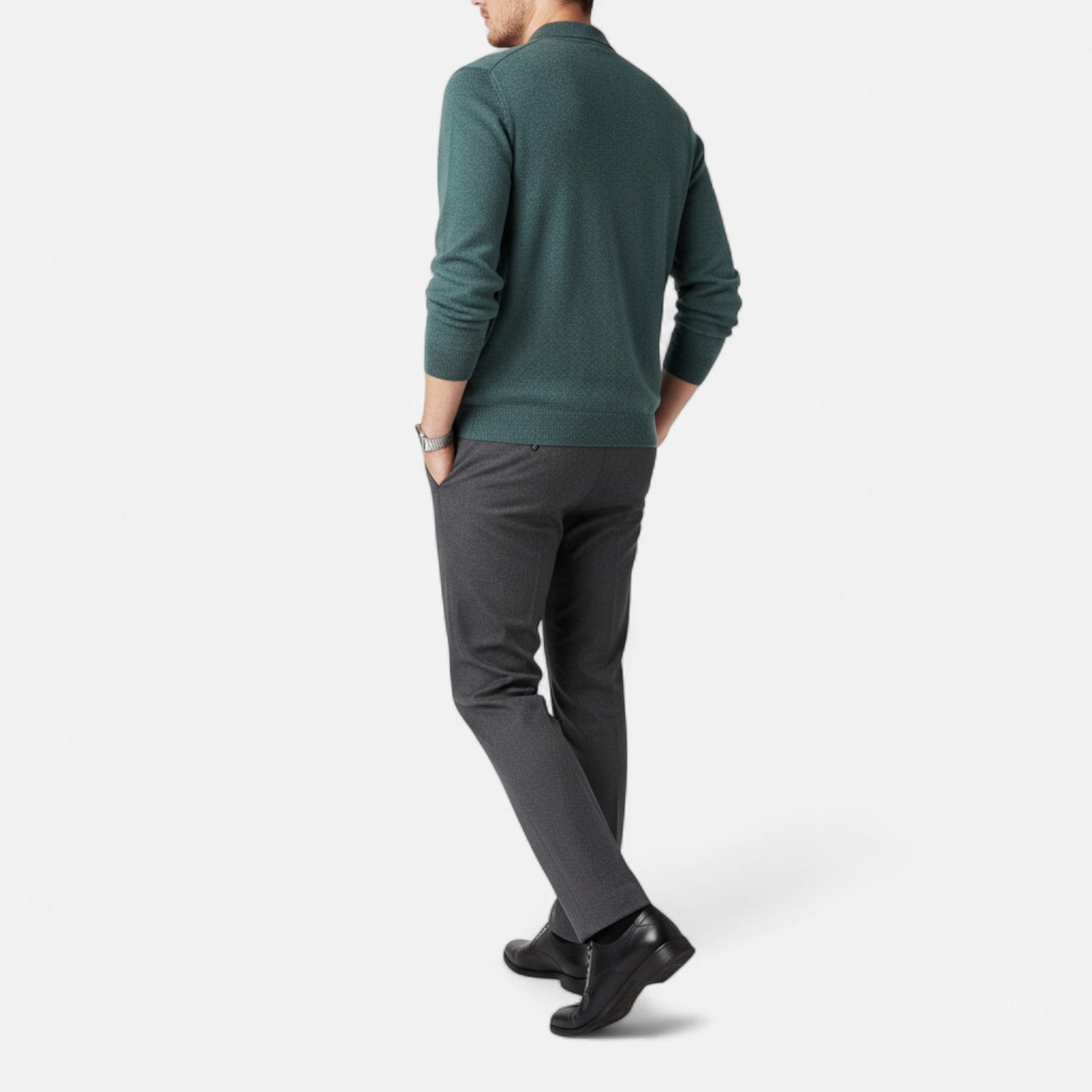 Vertemonde | Men’s Merino Wool Sweater – Polo Neck Elegance