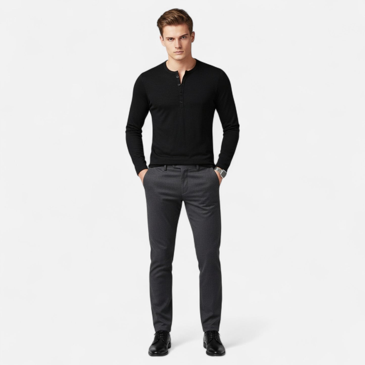 Vertemonde | Men’s Henley Shirt – Slim Cotton Classic