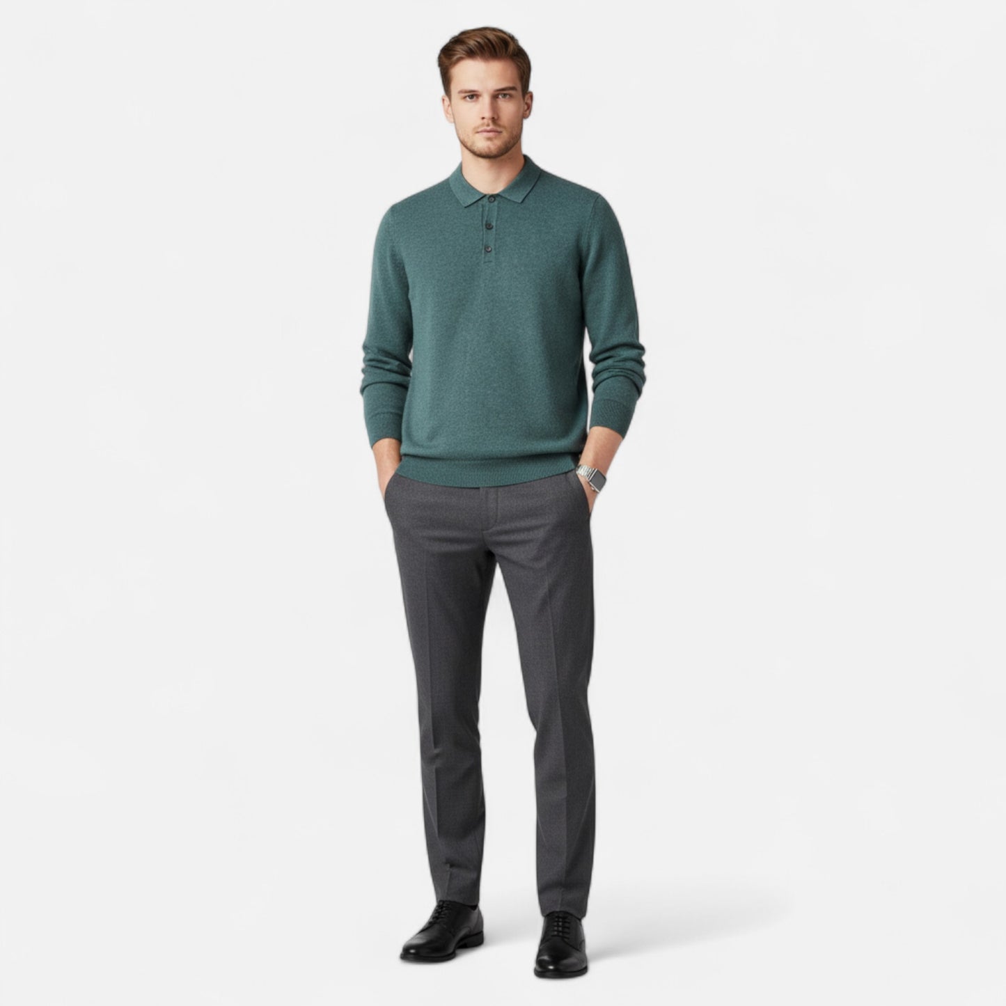 Vertemonde | Men’s Merino Wool Sweater – Polo Neck Elegance