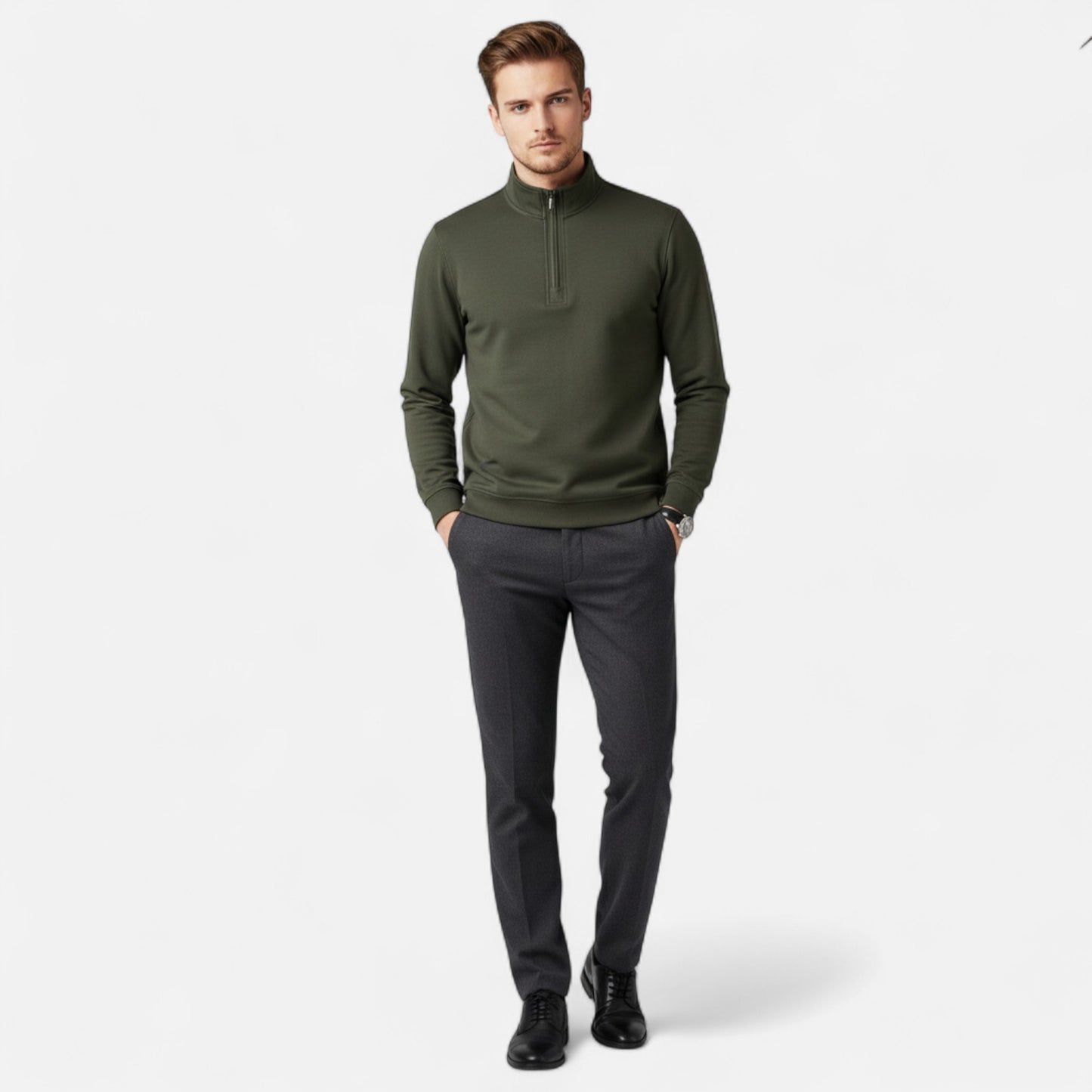 Vertemonde | Men’s Half-Zip Sweatshirt – Lightweight Cotton Ease