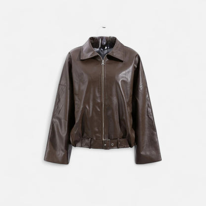 Vertemonde | Women’s Fall Leather Jacket – Timeless Bomber Style