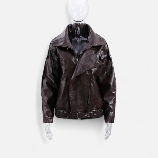 Vertemonde | Women’s Fall Leather Jacket – Timeless Bomber Style