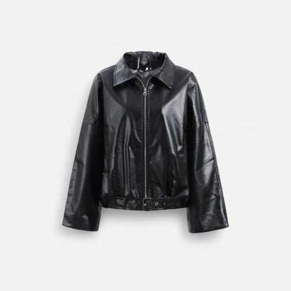 Vertemonde | Women’s Fall Leather Jacket – Timeless Bomber Style